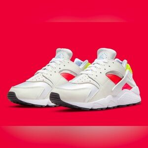Women's Nike Air Huarache Run White Bright Crimson Volt